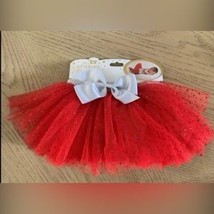 Tutu Red with red confetti dots, sparkle Silver Size 0-3 M